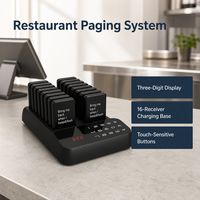 Sistema de Llamada Inalámbrico a Prueba de Agua con 16 Pagers y Vibración para Restaurantes, Hospitales, Bancos, Cafeterías - Sistema de Llamada para Camareros de Largo Alcance