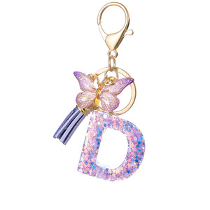Llavero de Resina con 26 Letras, Borla de Estrella Morada, Colgante para Bolso de Mujer, Accesorio Decorativo de Moda para Mochila Escolar de Estudiantes - Product Image 4