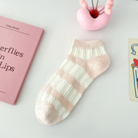 Chaussettes décontractées montantes pour femmes, en tricot rose et blanc, de haute qualité, douces, confortables, respirantes, personnalisables, pour le quotidien au printemps