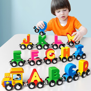ของเล่นเทร็กซ์ตัวอักษรรถไฟตัวอักษรสีไม้สำหรับการพัฒนาสติปัญญาที่แข็งแกร่ง - Product Image 5