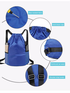 Sac à dos de sport à cordon de serrage en polyester imperméable de haute qualité, nouvelle mode OEM, avec poche zippée, sac de sport de plein air - Product Image 3