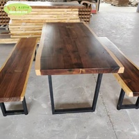 Meubles en bois de fer de table basse en bois/pin bois dalle couleur foncée restaurant table à manger ensemble