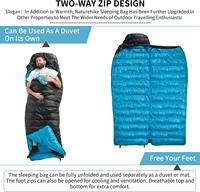 Sac de couchage enveloppant en nylon recyclé, léger et portable, avec du duvet de canard RDS, pour le camping en plein air, les aventures, 3 saisons, vente en gros OEM