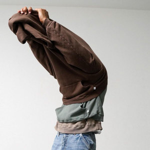 Riscaldatore Vintage 500 in bianco grigio Unisex 100 in bianco morbido cotone francese spugna larga <span class=keywords><strong>felpa</strong></span> con cappuccio <span class=keywords><strong>oversize</strong></span> <span class=keywords><strong>felpa</strong></span> con cappuccio - Product Image 4