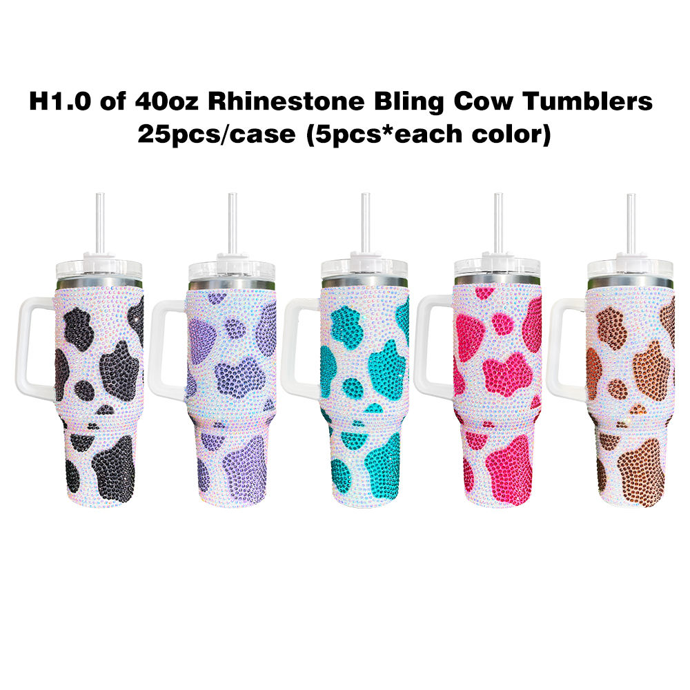 H 1,0 de 40oz Strass Bling Vache Gobelets