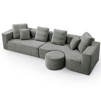 Canapé modulaire minimaliste en velours crème nuage, rembourré, pour la maison, le loisir et la détente