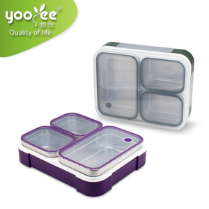 New 3 compartment stainless steel vacuum insulated lunchbox tiffin food storage box for food with lid