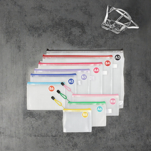 Bolsa organizadora de documentos de almacenamiento de malla de PVC promocional con logotipo personalizado impermeable A4/A3 con cremallera transparente para documentos de archivo - Product Image 2