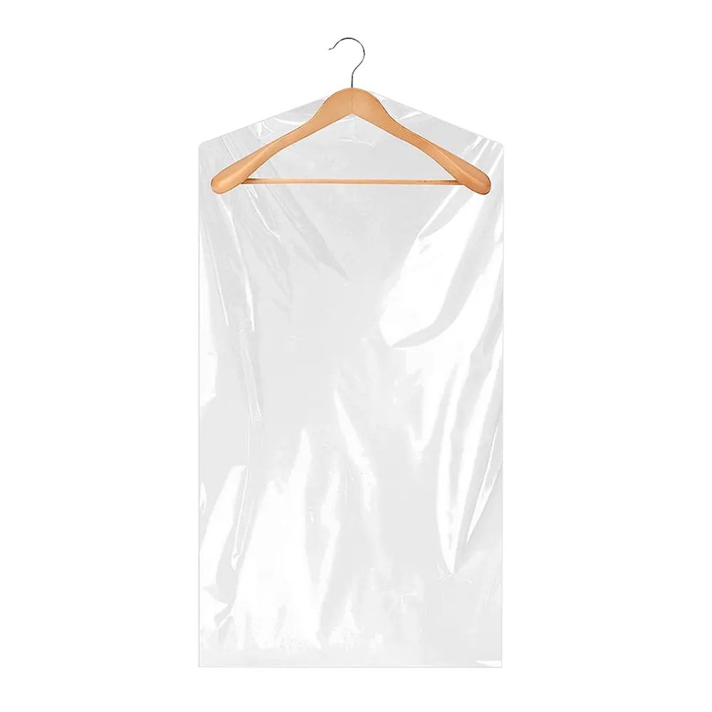 Sac à linge en polyéthylène couverture de vêtements blanchisserie nettoyage à sec couverture de vêtement en plastique transparent pour costumes