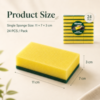 Lot de 24 éponges de cuisine double face ultra-résistantes, très absorbantes, pour le nettoyage et le récurage