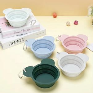 Hot-selling <b>Food</b> Grade Silicone Waterproof Leak-Proof <b>Pet</b> Folding Bowl Mountaineering Buckle Foldable Travel Feeding Bowl for - Product Image 2