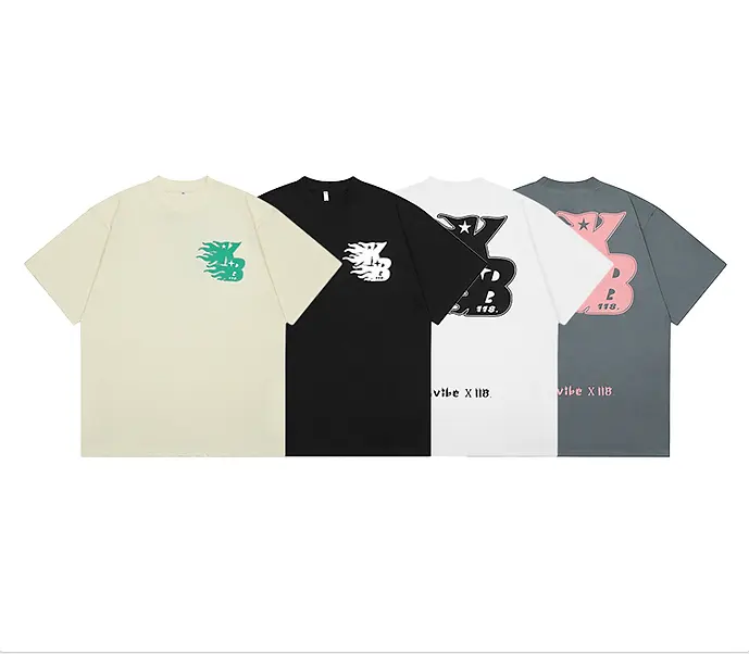 卸売70% コットン30% ポリエステル白黒TシャツプリントあなたのブランドストリートウェアTシャツ若者向け