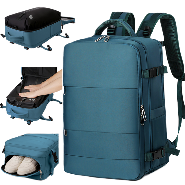 Expandable Vacuum Compression Travel Backpack Waterproof Laptop Bag with Shoe Compartment for Business