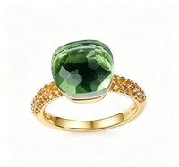 Bague en argent S925 plaqué or, style rétro français, avec pierres précieuses multicolores et incrustations de pierres naturelles, design de niche, bijoux fins pour femme