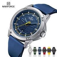 Pour NAVIFORCE hommes luxe 8031 bleu Silicone montre à Quartz étanche lumineux montre-bracelet 40mm verre cadran Simple Style Date