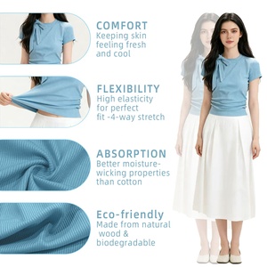 Tessuto a Costine Sostenibile 90,5% Lyocell 9,5% Spandex Elasticizzato in 4 Direzioni, Traspirante e Antipiega per Magliette e Top da Donna - Product Image 3