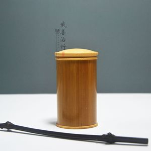 <b>Bamboo</b> Tea Canister Screw Cap Small Portable Tea Storage <b>Container</b> For Tea Packaging - Product Image 5