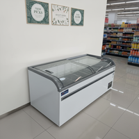 Vitrine Réfrigérée Commerciale Extérieure pour Crèmes Glacées, Basse Température, Portes Vitrées, Éclairage LED, Condenseur en Cuivre