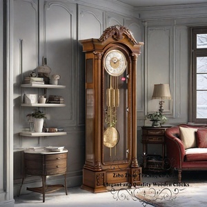 Orologio da Terra in Legno con Movimento Importato - Orologio <span class=keywords><strong>a</strong></span> <span class=keywords><strong>Pendolo</strong></span> Classico di Alta Qualità con Fasi Lunari per Arredamento e Misurazione del Tempo - Product Image 4
