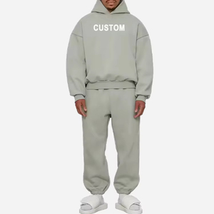 Sweats à capuche surdimensionnés en éponge française à épaules tombantes en coton avec logo personnalisé Sweat à capuche vierge en molleton épais de 400gsm pour hommes - Product Image 4