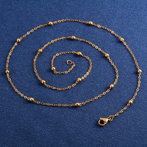 Collier long délicat en acier inoxydable pour femmes, chaîne à maillons avec perles, ras-de-cou, accessoires de bijouterie - Product Image 6