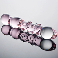 Dildo de cristal transparente de tamaño grande con cuentas extendidas, producto para adultos para el placer de la masturbación femenina, venta al por mayor.
