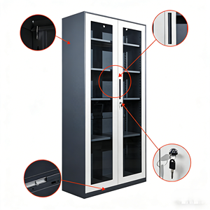 Commercial Steel Filing Cabinet with Swing Glass Door Durable Steel Cupboard with Glass Front for <strong>Office</strong> <strong>Storage</strong> - Product Image 3