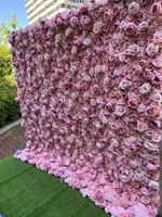 D-FW001 Mur de fleurs artificielles en tissu 3D rouge, violet et blanc, 2,4 m x 2,4 m, pour décoration de mariage