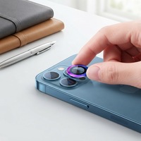 Protection d'objectif d'appareil photo en verre trempé 9H avec paillettes de diamant pour iPhone 14 15 16 Femmes OEM