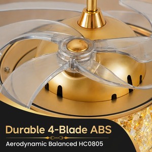 Luxury 48 Inch Crystal <b>Ceiling</b> <b>Fan</b> with LED Light Dimmable 3 Color Temperature Reversible DC Motor <b>Remote</b> - Product Image 2