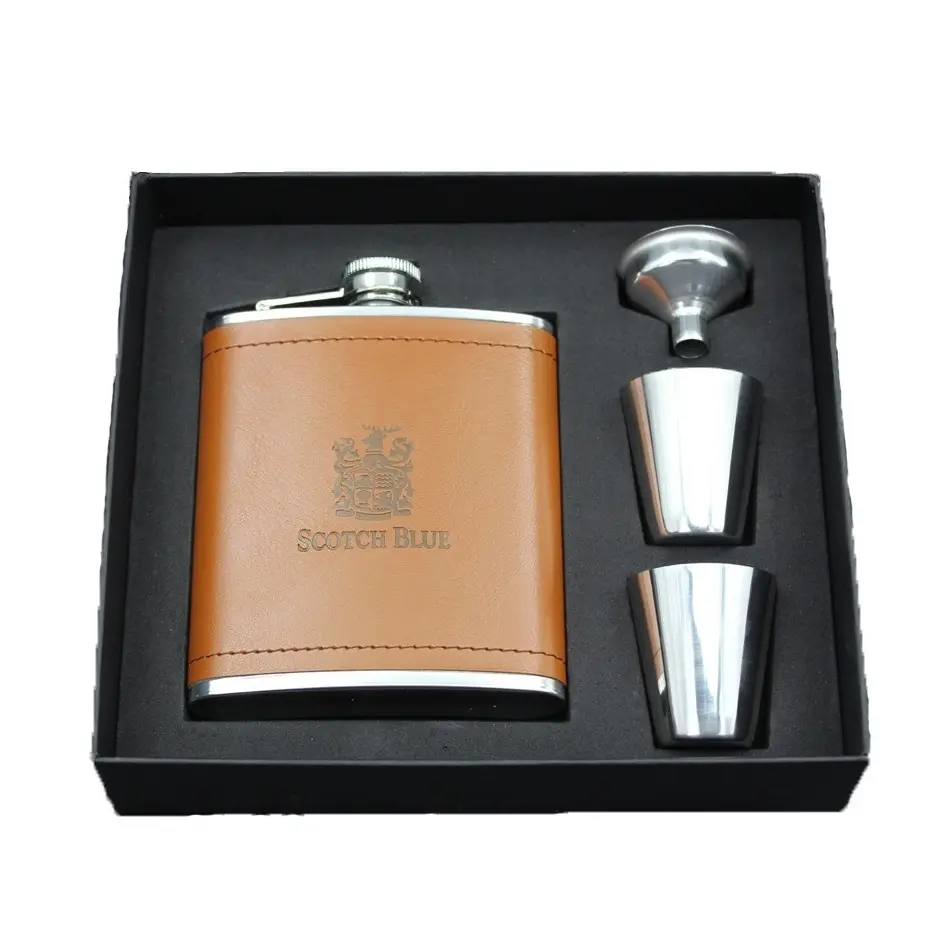 Hadiah Panas Amazon Hadiah Panas Macallan Stainless Steel Kulit Pinggul Flask 7Oz Hip Flask Set