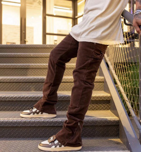 Pantaloni sportivi da uomo pantaloni sportivi in cotone tute da uomo con Logo personalizzato in velluto a coste pantaloni a zampa d'uomo - Product Image 4