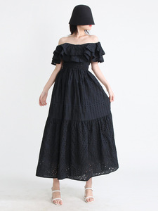 Vestido Midi Blanco Bordado con Volantes y Ojales, Elegante, Estilo Mexicano, Venta al por Mayor para Mujer - Product Image 6