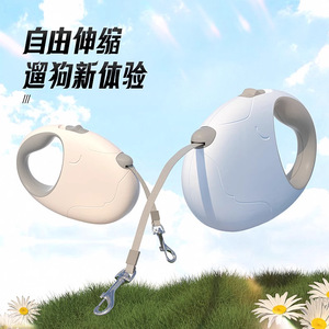 Correa retráctil automática para perros medianos y pequeños, poodles, bichón frisé, gris claro, azul, rosa ahumado, blanco marfil, verde menta - Product Image 4