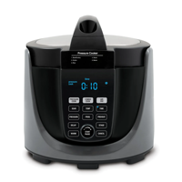 Cuisinière Électrique 2-EN-1 de Luxe en Acier Inoxydable avec Couvercles de Cuisson sous Pression et de Friture à Air, Grille Amovible, Combo Friteuse à Air et Autocuiseur
