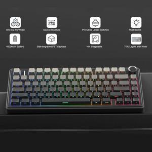 คีย์บอร์ดเกมมิ่งแบบกลไก F75 RGB ปรับแต่งได้ รูปแบบ 75% ปุ่มสลักด้านข้าง แบบ Gasket Mounted 80 ปุ่ม คีย์แคป PBT ไล่เฉดสี - Product Image 5