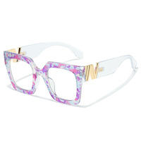 Monture de lunettes de lecture carrée anti-lumière bleue à motif floral, tendance 2026