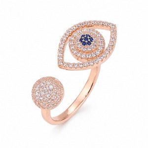 Anello Aperto Stile Occhio del Diavolo con Dettagli Scintillanti, Design Regolabile, Accessori di Moda per Donne - Product Image 5