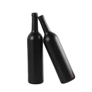 Glass Bottle Manufacturer Custom Matte Black Empty Flint Glass Wine Bottles 750 ml for Red wine liquor