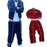 Fabricant de vêtements personnalisé hiver haute qualité 3m velours réfléchissant vestes pantalon deux pièces velours survêtement hommes Jogging costume