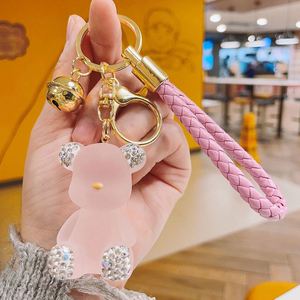Wholesale Creative Keychain Diamond Studded Jelly Bear Resin Keychains PU Rope Car <b>Keyrings</b> Exquisite Bag Pendants - Product Image 1