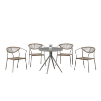 Ensemble de table et chaises en rotin PE pour l'extérieur, 4 places, design moderne, ensemble de salle à manger de jardin durable, meubles de haute qualité pour parc, patio, cour