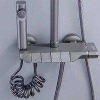 Nouvel Arrivage 2025 – Ensemble de Douche Noir Mat en Acier Inoxydable 4 Fonctions avec Robinet Chaud/Froid et Pommeau Pluie Haute Pression