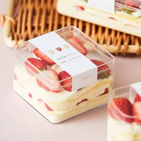 Boîte à gâteau carrée en plastique PS transparente pour tiramisu, emballage alimentaire, boîte à bonbons ronde en plastique