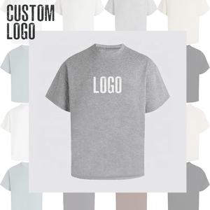Cuello redondo de alta calidad Streetwear de lujo para hombres logotipo gráfico personalizado estampado Boxy Fit Heavyweight 100% algodón camiseta recortada de gran tamaño - Product Image 1