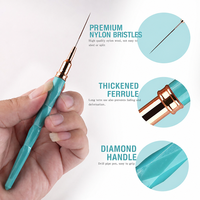Ensemble de pinceaux à ongles en nylon ultra-fin personnalisés de qualité supérieure, manche en acrylique, 5 pièces, ensemble de stylos à dessin pour la création de nail art, pour la manucure