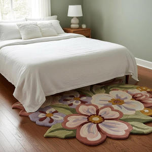 Tapis d'appoint en laine tufté à la main, motif floral artistique, fait main, pour intérieurs modernes, cadeau, décoration intérieure - Product Image 4