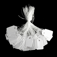 Petites balançoires blanches personnalisées pour bijoux étiquettes volantes avec ficelle élastique, étiquettes volantes pour vêtements