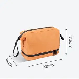 Large Makeup Double Layer Polyester Wet and Dry Toiletry Pouch Wash Bag Storage Mens Travel Cosmetics Package Bag
