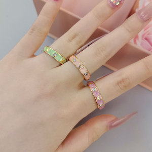 Sweet Enamel Micro Painted Zirconia Butterfly Open <b>Ring</b> Adjustable Index <b>Finger</b> Fashion Jewelry Gift - Product Image 2